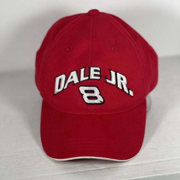 Dale Earnhardt Jr #8 Hat Red NASCAR Racing Adjustable Strap Hat Cap - Picture 3 of 4